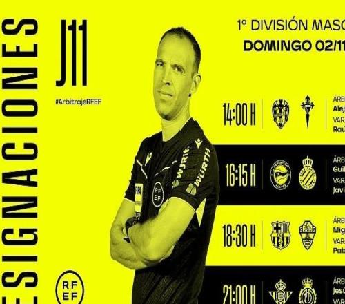 周日西甲裁判:米格尔塞斯马执法巴萨vs埃尔切