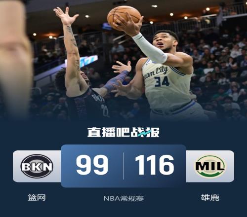 雄鹿七將齊發力擊敗籃網止住七連敗字母哥19分鐘狂砍29分8籃板沃爾夫得分22_nba直播在線直播免費觀看
