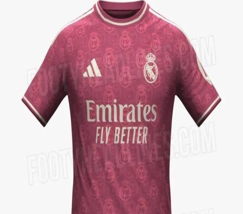 皇馬2627賽季第三球衣諜照：粉色回歸，隊徽暗紋遍布全身