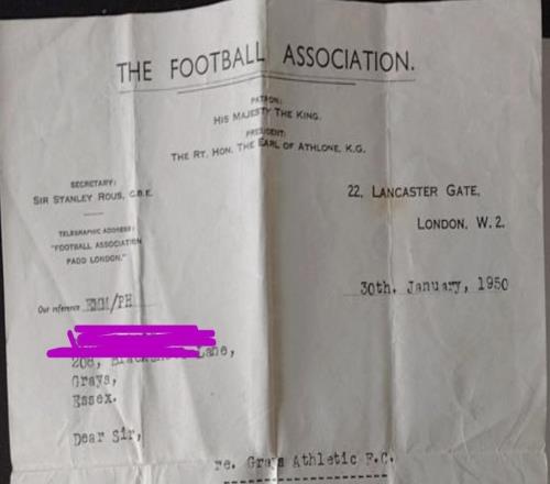 一球迷曬祖父1950年被禁賽文書：業余球員比賽拿報酬被禁賽兩年