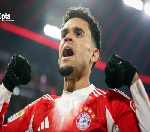 迪亞斯本賽季德甲3次單場參與至少3球，僅次于凱恩