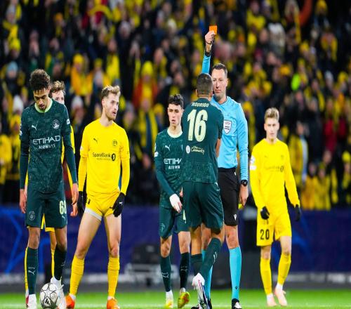 羅德里兩黃僅隔53秒，為魯尼之后英格蘭俱樂部球員在歐冠最快