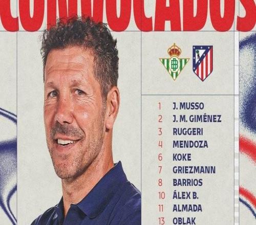 馬競客戰(zhàn)貝蒂斯名單：格子回歸，瑟洛特傷缺，3名新援均在列