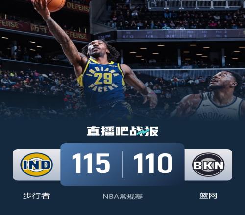 步行者微勝籃網(wǎng)沃克貢獻(xiàn)23分5助攻夏普收獲19分12籃板5助攻特拉奧雷得20分8籃板_NBA直播