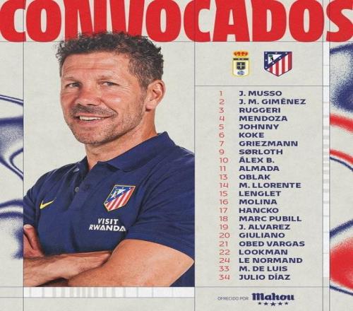 馬競客戰奧維耶多名單：格子領銜，尼古拉斯、巴里奧斯仍傷缺