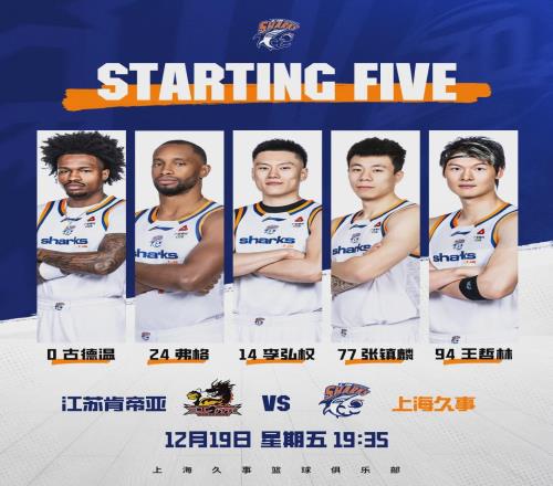CBA常规赛第3轮，上海男篮10189战胜江苏肯帝亚