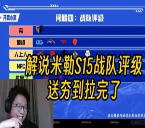 解说米勒S15战队评级：GEN独一档夯完了BLGHLET1TES顶级
