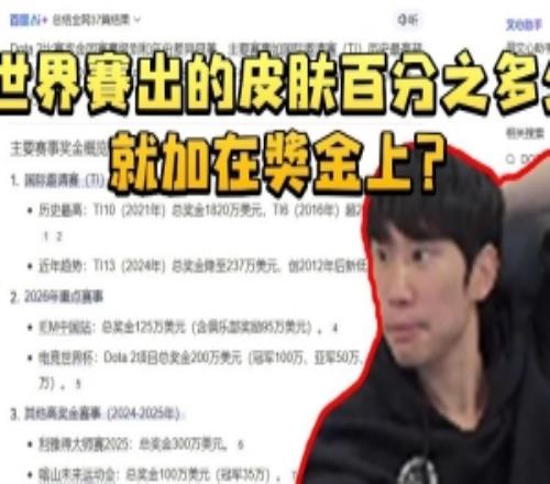 Doinb被Dota巨额奖金震惊：世界赛的皮肤百分之多少加在奖金上